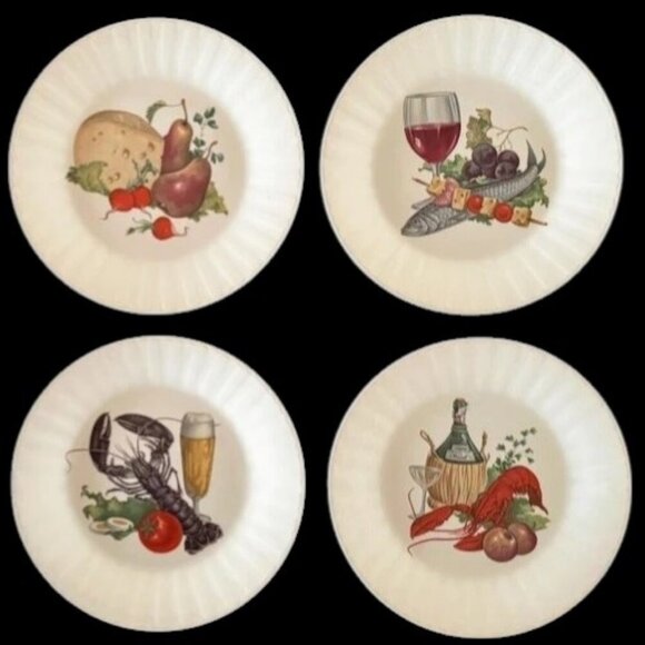 Vintage MCM Ironstone 10" Dinner Plates Spanish Crown Pontesa Design Set of 8 - Picture 12 of 12